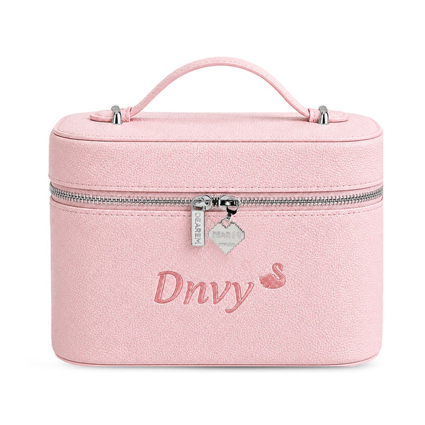 Big Vanity Case Limited khoá tim hồng nhạt thêu tên - Dear eM