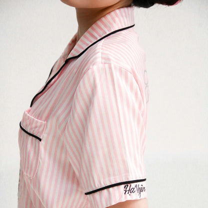 Bộ Pyjamas Lụa Thêu Tên Trên Tay Áo Theo Yêu Cầu – Đồ Ngủ Lụa Freesize, Quà Tặng Cá Nhân Hoá Cho Bạn Gái