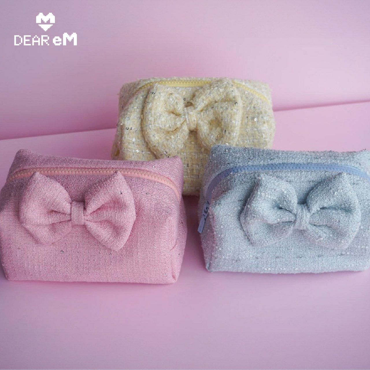 [Thêu Tên] Tweed Pouch - Túi dạ tweed lót bông đựng mỹ phẩm chống sốc, cá nhân hóa theo yêu cầu - TWEBOW