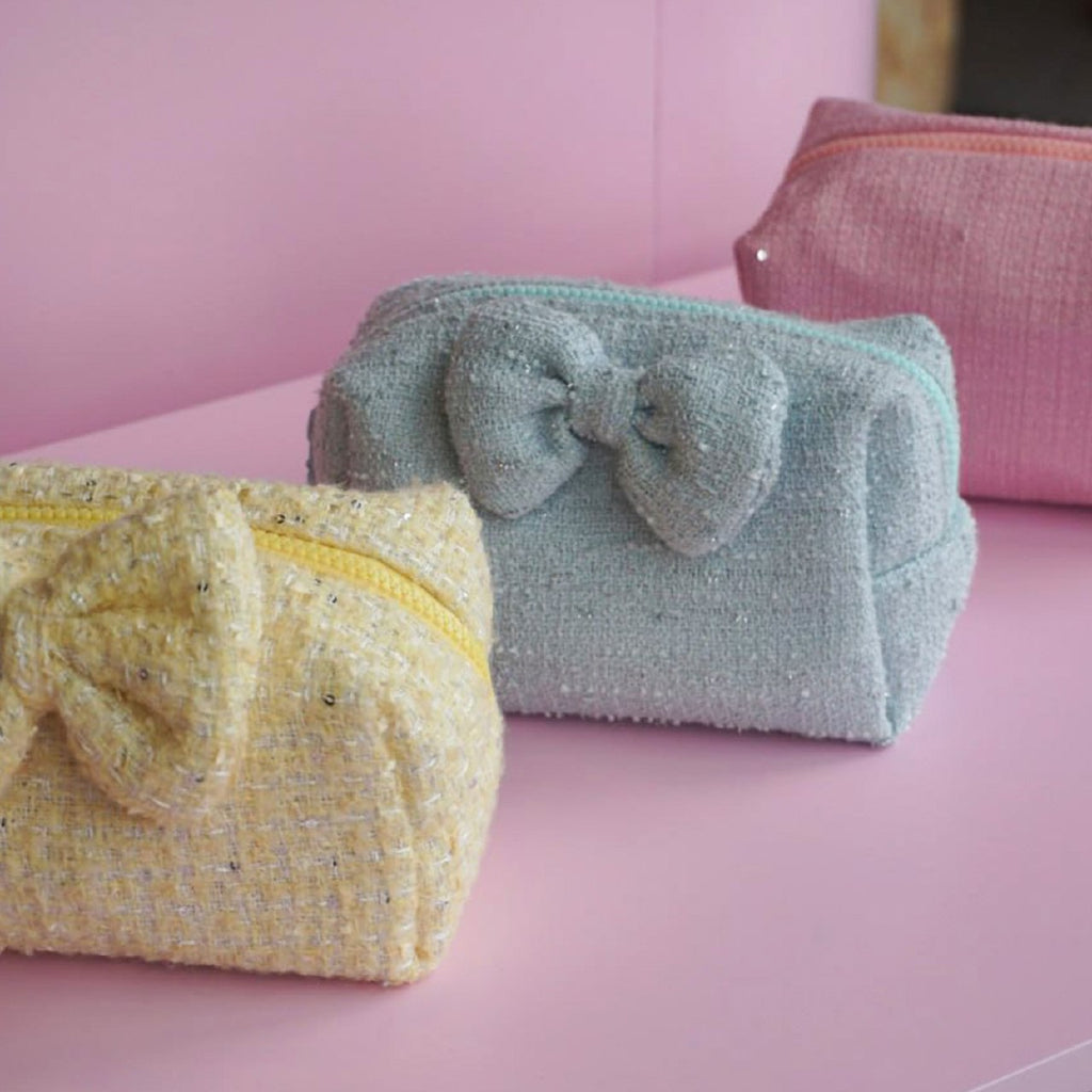 [Thêu Tên] Tweed Pouch - Túi dạ tweed lót bông đựng mỹ phẩm chống sốc, cá nhân hóa theo yêu cầu - TWEBOW