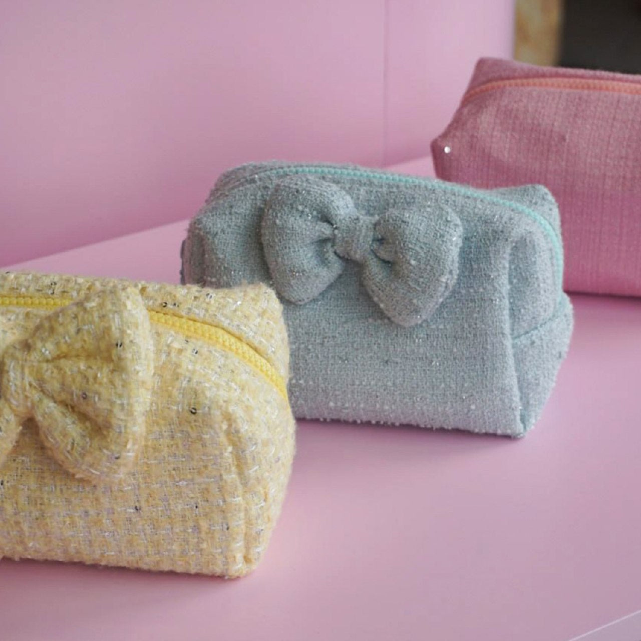 [Thêu Tên] Tweed Pouch - Túi dạ tweed lót bông đựng mỹ phẩm chống sốc, cá nhân hóa theo yêu cầu - TWEBOW