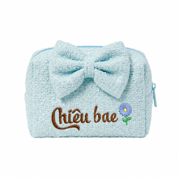 Túi Dạ Tweed Thêu Hoa Tháng Sinh Kèm Tên Tweed Pouch – Quà Sinh Nhật Cá Nhân Hoá Cho Bạn Gái