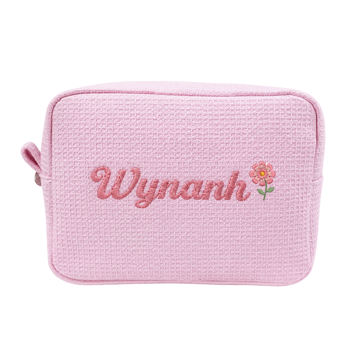 Túi Vải Waffle Thêu Hoa Tháng Sinh Kèm Tên Waffle Pouch – Quà Sinh Nhật Cá Nhân Hoá Cho Bạn Gái