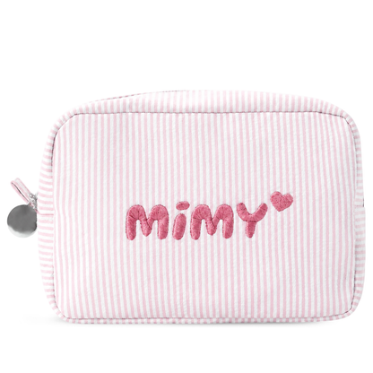 Candy Stripe Pouch Big hồng thêu tên - Dear eM