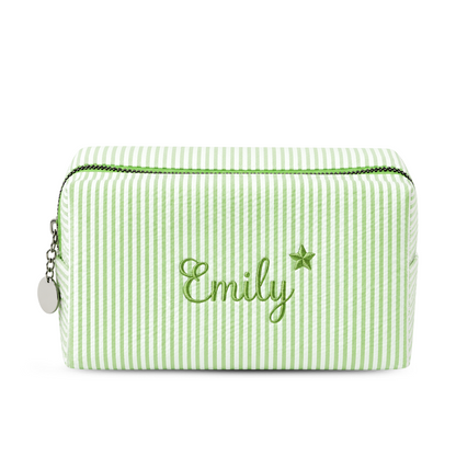 Candy Stripe Pouch Small xanh lá thêu tên Emily + ngôi sao - Dear eM