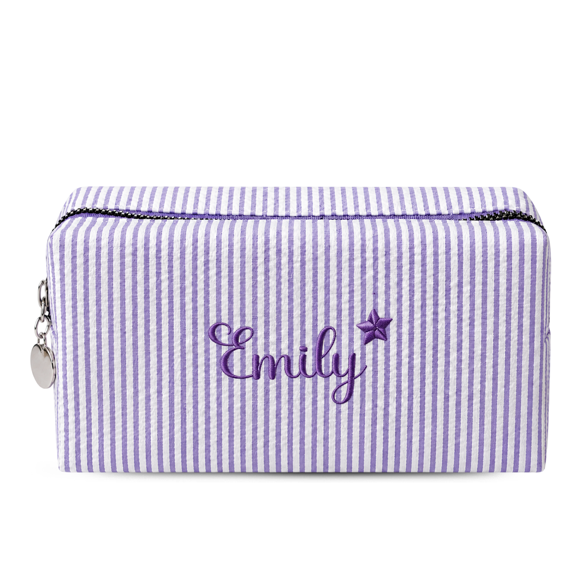 Candy Stripe Pouch Small tím thêu tên - Dear eM