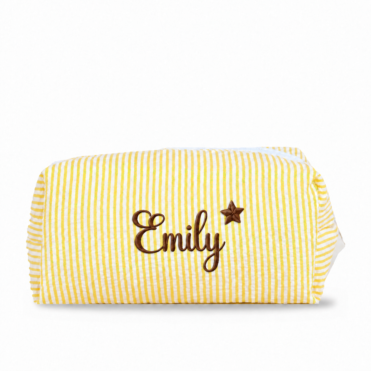 Candy Stripe Pouch Small chần bông vàng thêu tên Emily + ngôi sao - Dear eM