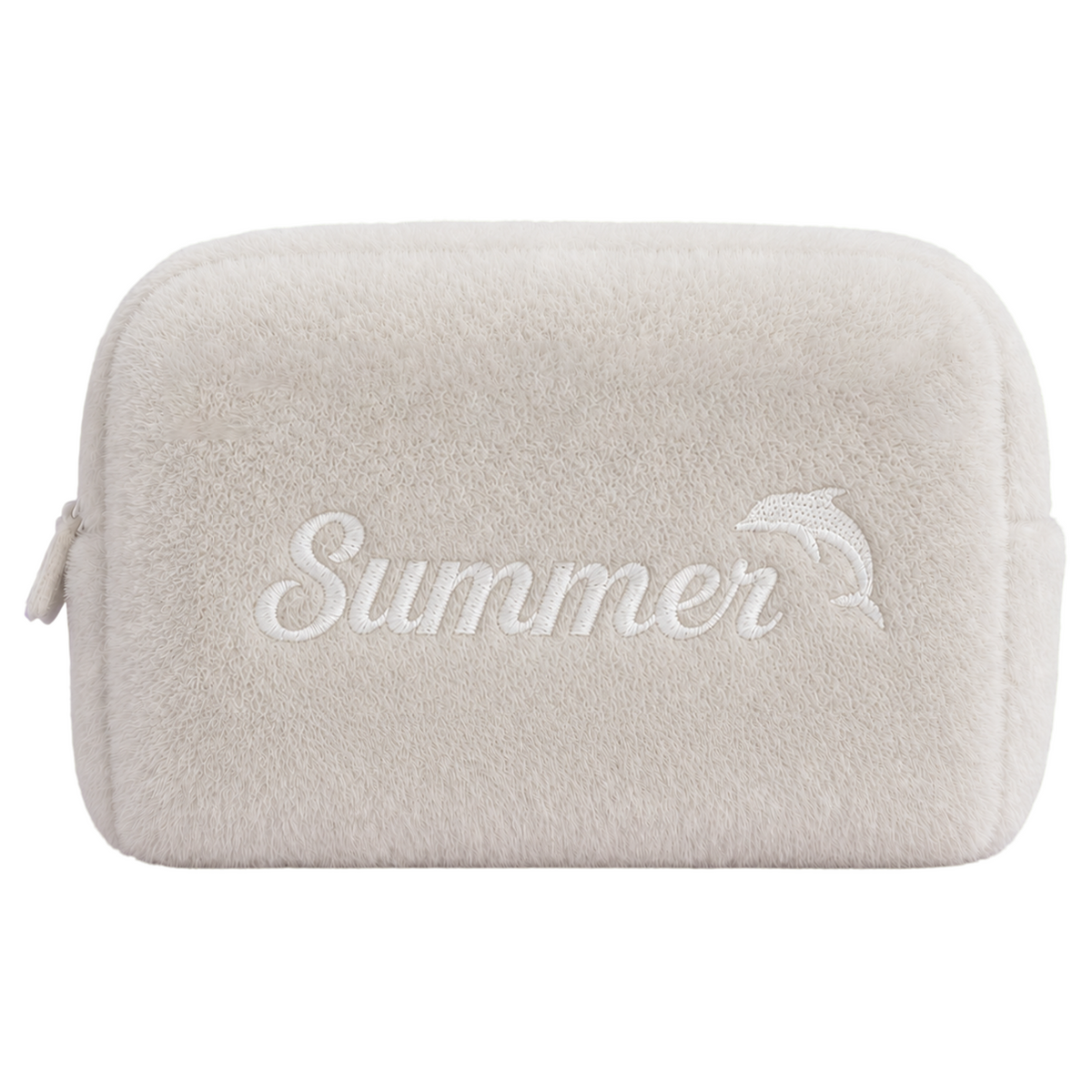 Furry Pouch không nơ xám lông chuột thêu tên - Dear eM