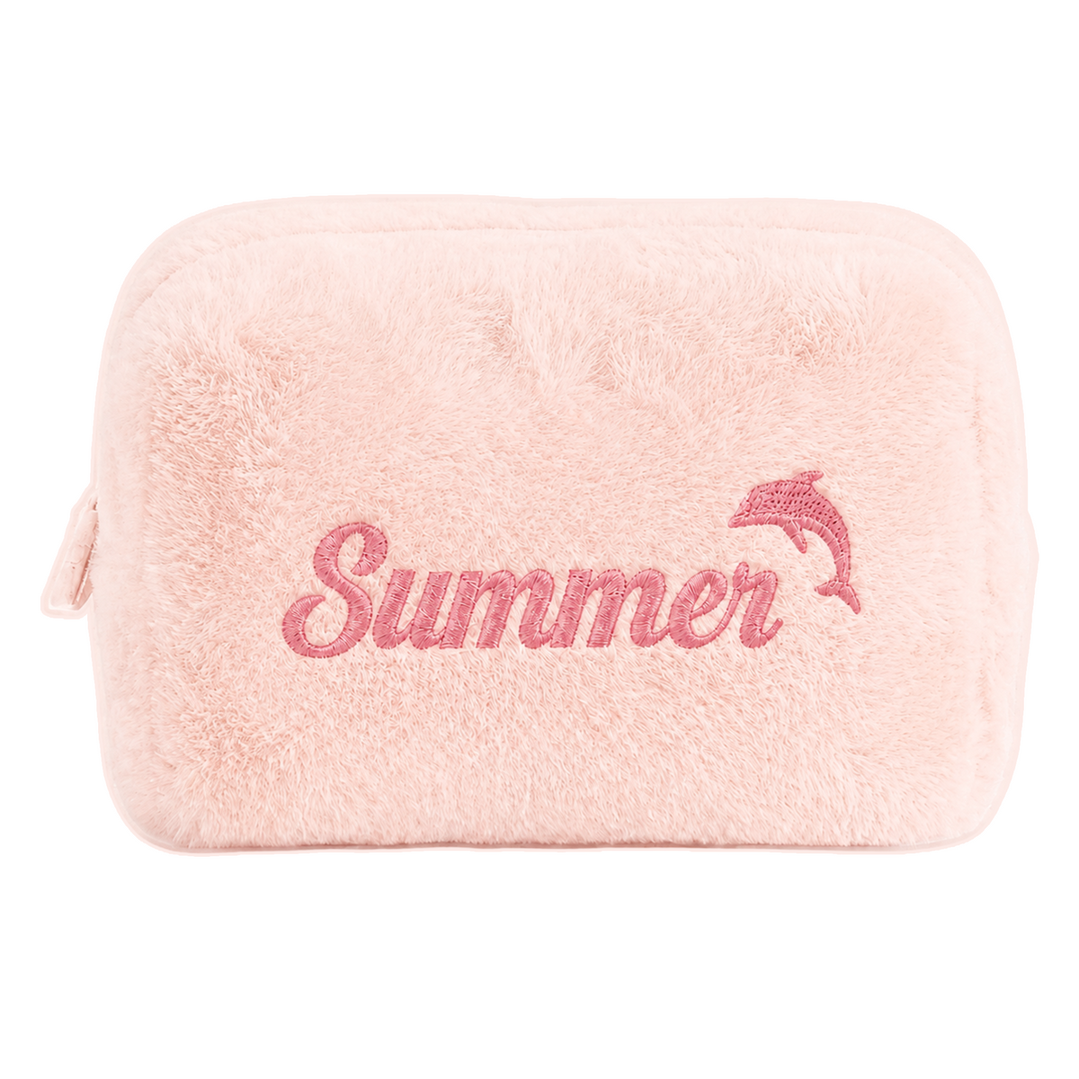 Furry Pouch không nơ hồng đậm thêu tên - Dear eM