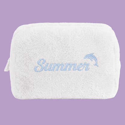 Furry Pouch không nơ trắng gạo thêu tên - Dear eM