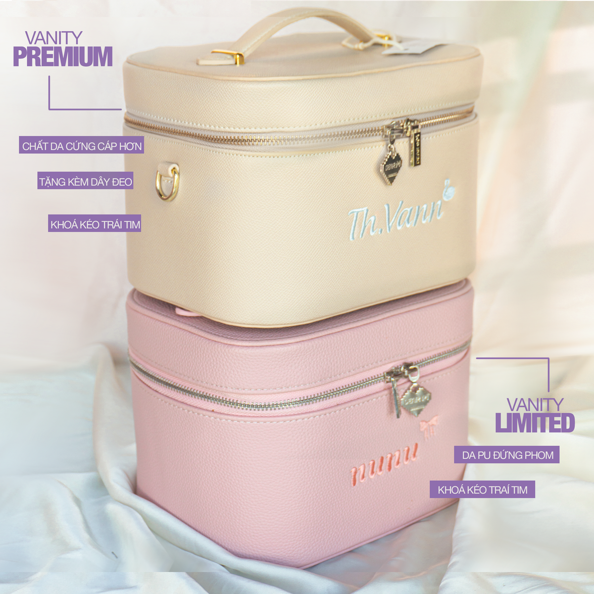 Túi Cốp Da Đựng Mỹ Phẩm Thêu Tên Big Vanity Case – Túi Đựng Đồ Trang Điểm Cỡ Lớn, Quà Tặng Cá Nhân Hoá