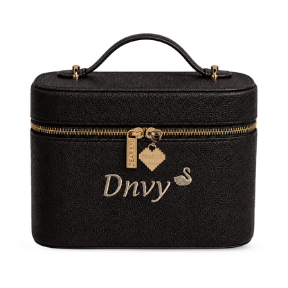 Big Vanity Case Limited khoá tim nâu đậm thêu tên - Dear eM