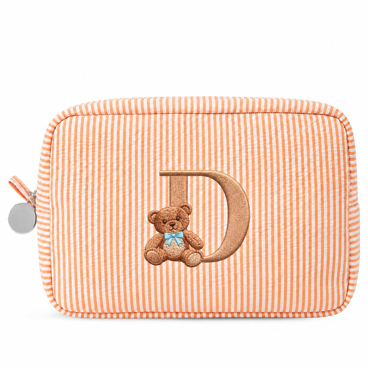 Túi Candy Stripe Big cam thêu chữ D và gấu Teddy