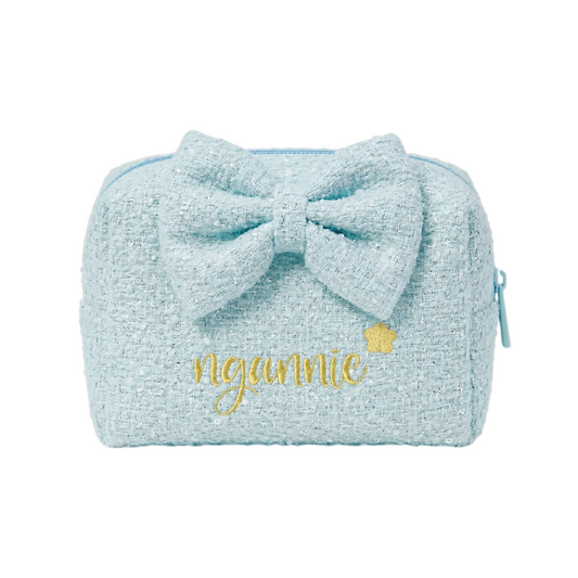 [Thêu Tên] Tweed Pouch - Túi dạ tweed lót bông đựng mỹ phẩm chống sốc, cá nhân hóa theo yêu cầu - TWEBOW