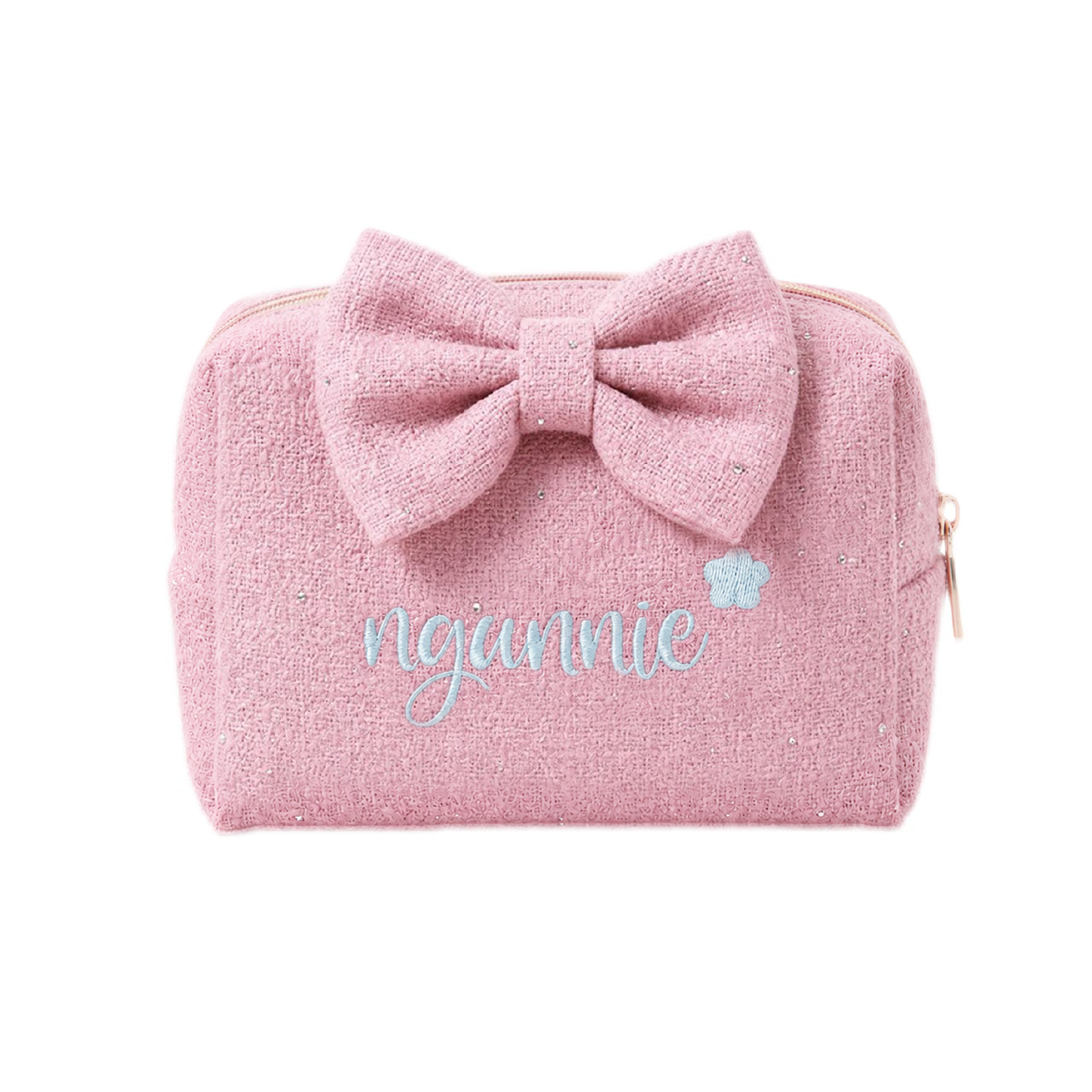 [Thêu Tên] Tweed Pouch - Túi dạ tweed lót bông đựng mỹ phẩm chống sốc, cá nhân hóa theo yêu cầu - TWEBOW
