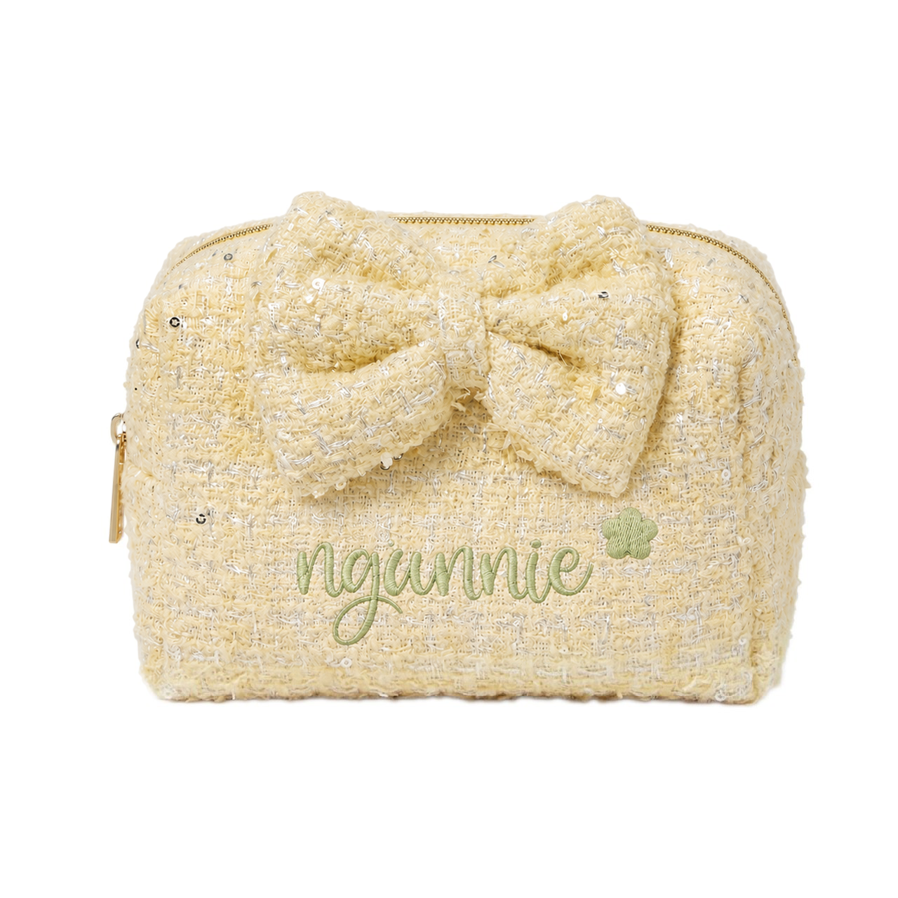 [Thêu Tên] Tweed Pouch - Túi dạ tweed lót bông đựng mỹ phẩm chống sốc, cá nhân hóa theo yêu cầu - TWEBOW