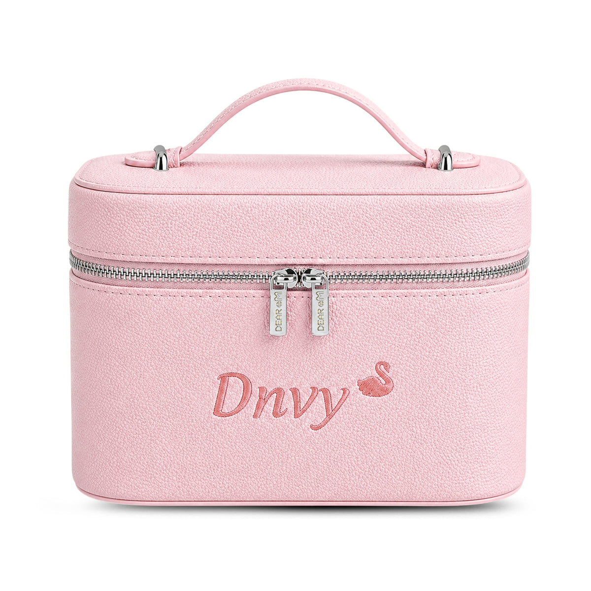 Big Vanity Case Classic hồng nhạt thêu tên - Dear eM