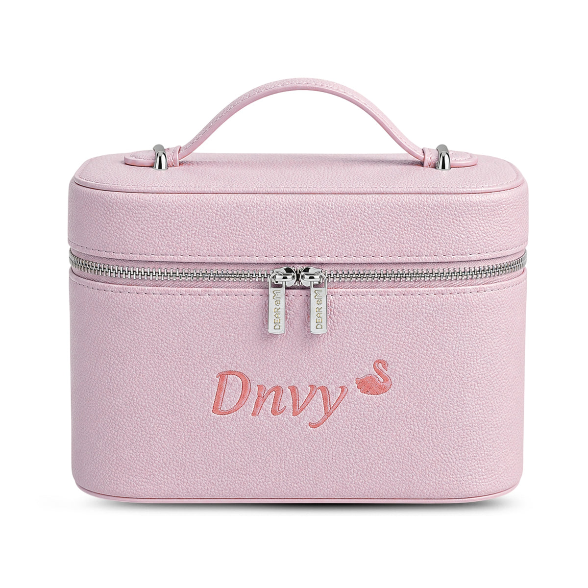 Big Vanity Case Classic hồng đậm thêu tên - Dear eM