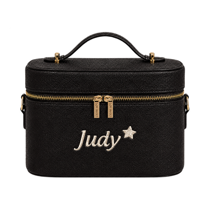 Small Vanity Case Classic nâu đậm thêu tên - Dear eM