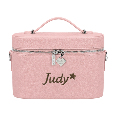 Small Vanity Case Limited khoá tim hồng nhạt thêu tên - Dear eM