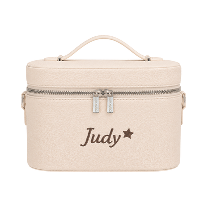 Small Vanity Case Classic trắng kem thêu tên - Dear eM