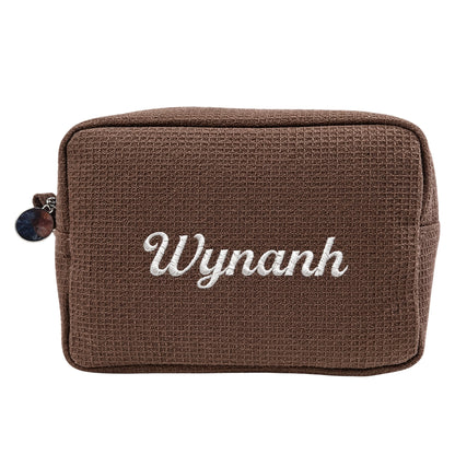 Waffle Pouch Big nâu đậm thêu tên - Dear eM