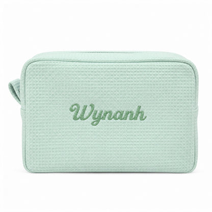 Waffle Pouch Big xanh mint thêu tên – Dear eM