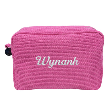 Waffle Pouch Big hồng đậm thêu tên - Dear eM