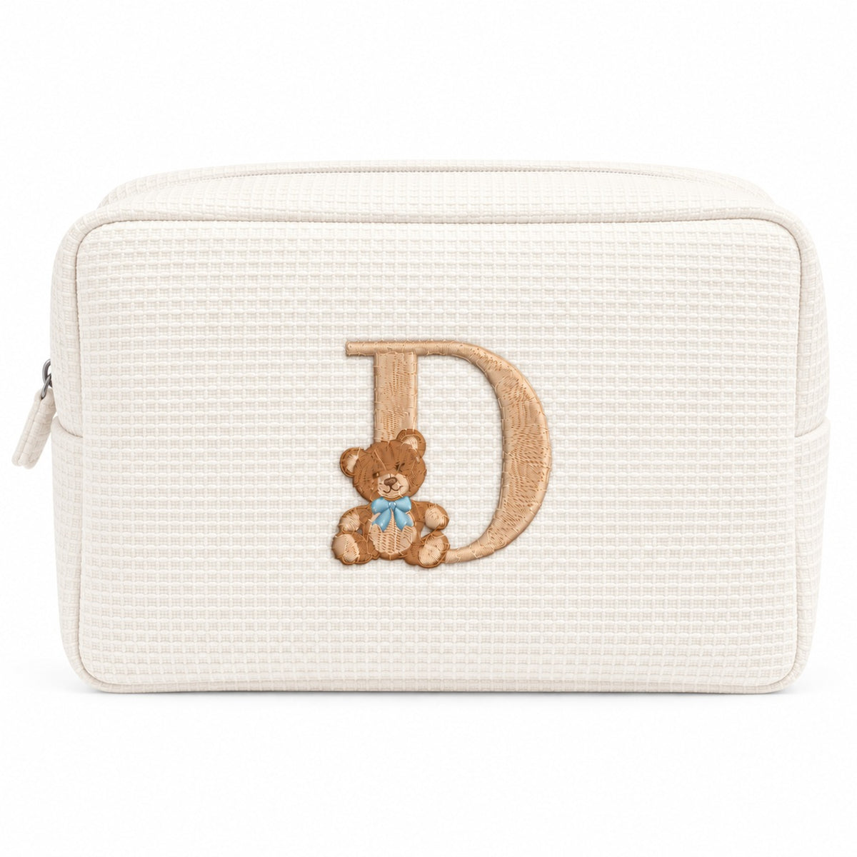 Waffle Pouch Big trắng thêu gấu Teddy chữ D – Dear eM