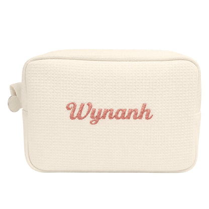 Waffle Pouch Big trắng thêu tên - Dear eM
