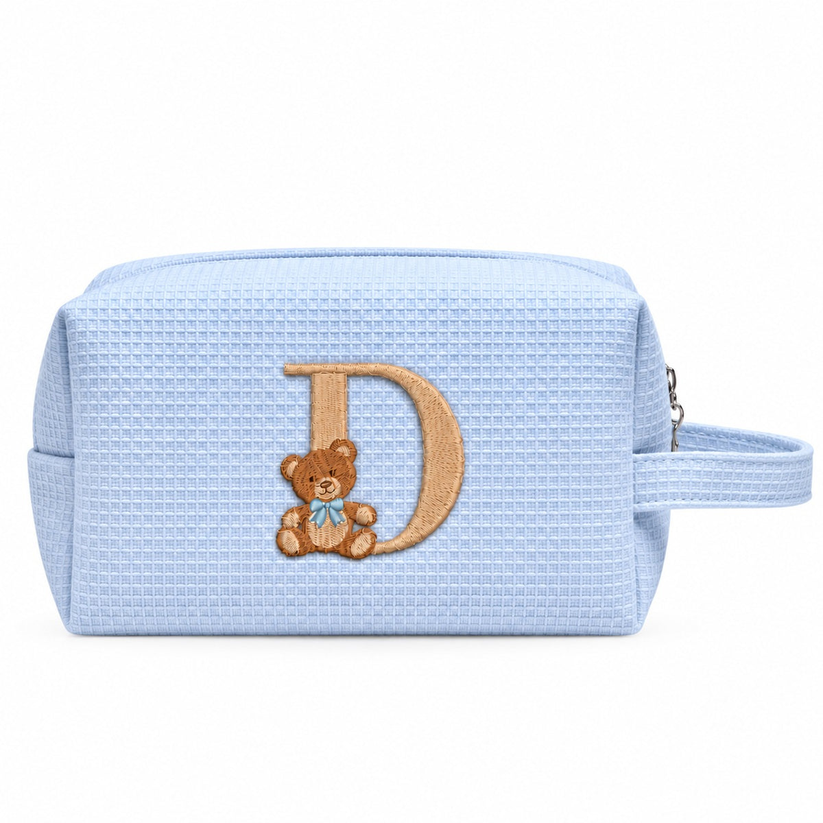 Waffle Pouch Small xanh dương thêu gấu Teddy chữ D – Dear eM