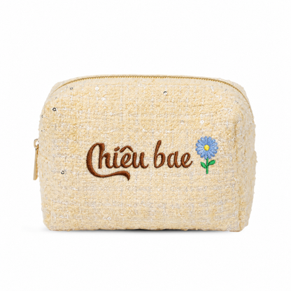 Túi Dạ Tweed Thêu Hoa Tháng Sinh Kèm Tên Tweed Pouch – Quà Sinh Nhật Cá Nhân Hoá Cho Bạn Gái