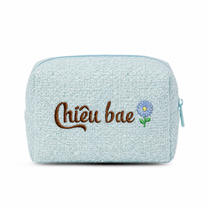 Túi Dạ Tweed Thêu Hoa Tháng Sinh Kèm Tên Tweed Pouch – Quà Sinh Nhật Cá Nhân Hoá Cho Bạn Gái