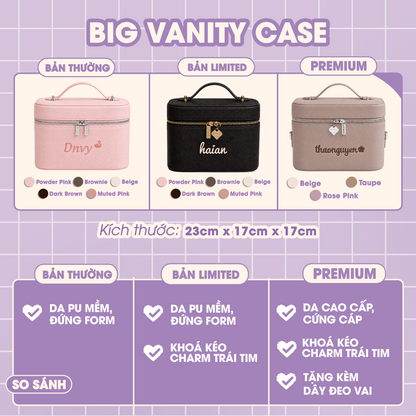 Túi Cốp Da Đựng Mỹ Phẩm Thêu Tên Big Vanity Case – Túi Đựng Đồ Trang Điểm Cỡ Lớn, Quà Tặng Cá Nhân Hoá