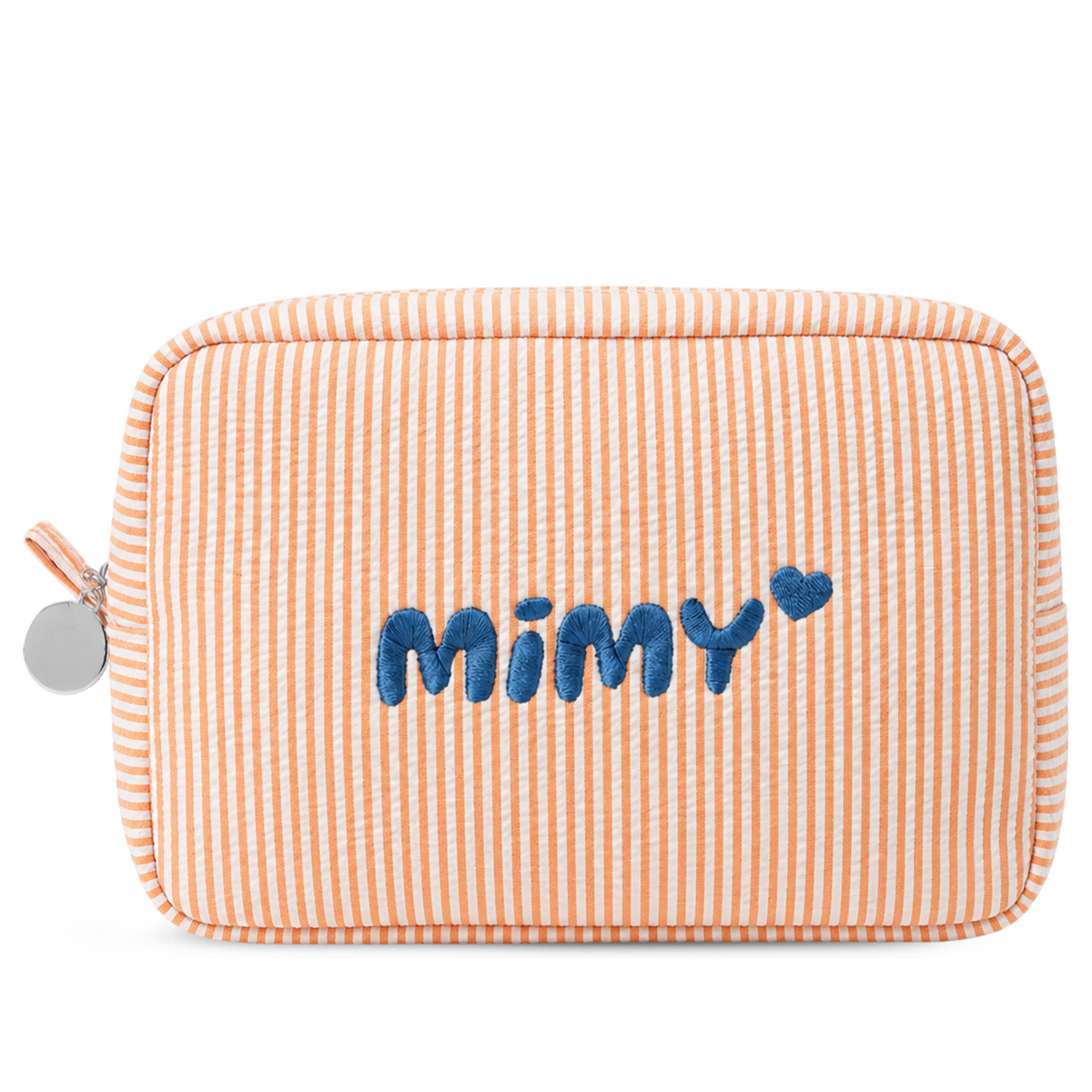 Candy Stripe Pouch Name-Embroidered Striped Cosmetic Bag – Regular and Quilted, 8 Colours