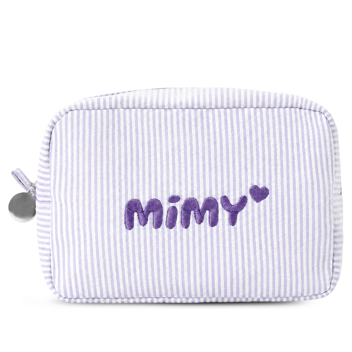 Candy Stripe Pouch Name-Embroidered Striped Cosmetic Bag – Regular and Quilted, 8 Colours