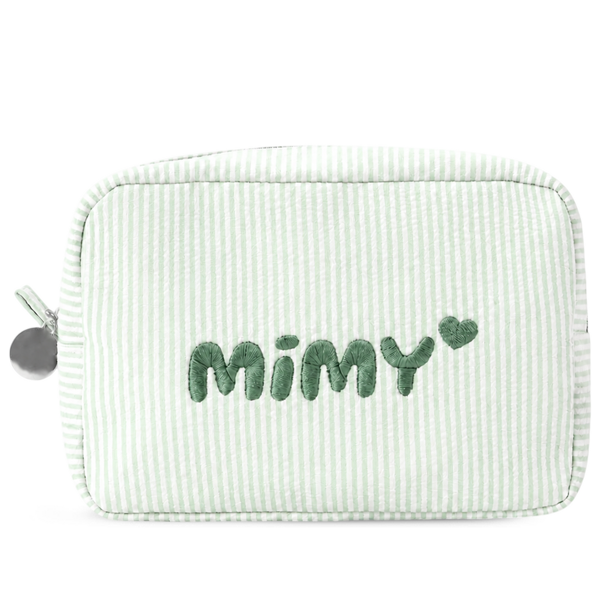 Candy Stripe Pouch Name-Embroidered Striped Cosmetic Bag – Regular and Quilted, 8 Colours