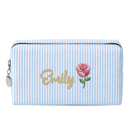 Small / Xanh dương sáng – thêu tên Emily + hoa tháng sinh (ảnh minh hoạ) - Dear eM