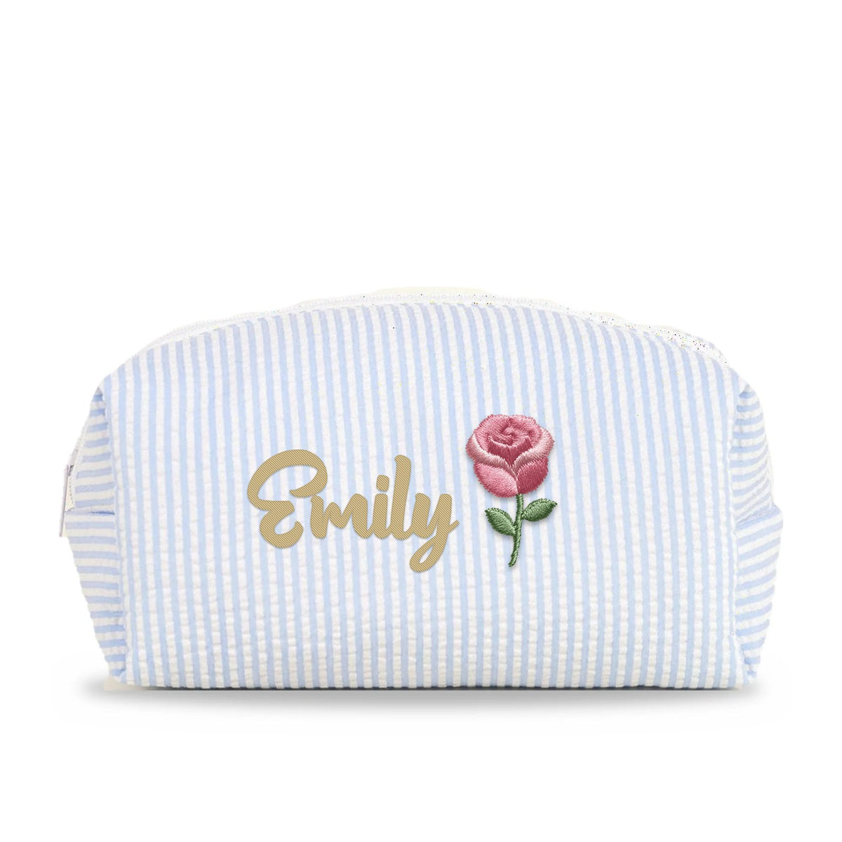 Small chần bông / Xanh dương sáng – thêu tên Emily + hoa tháng sinh (ảnh minh hoạ) - Dear eM