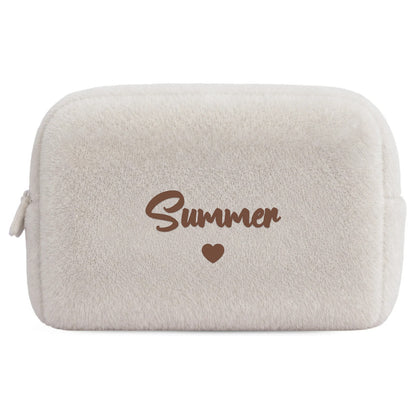 Furry Pouch xám lông chuột thêu tên Summer + tim (ảnh minh hoạ) - Dear eM