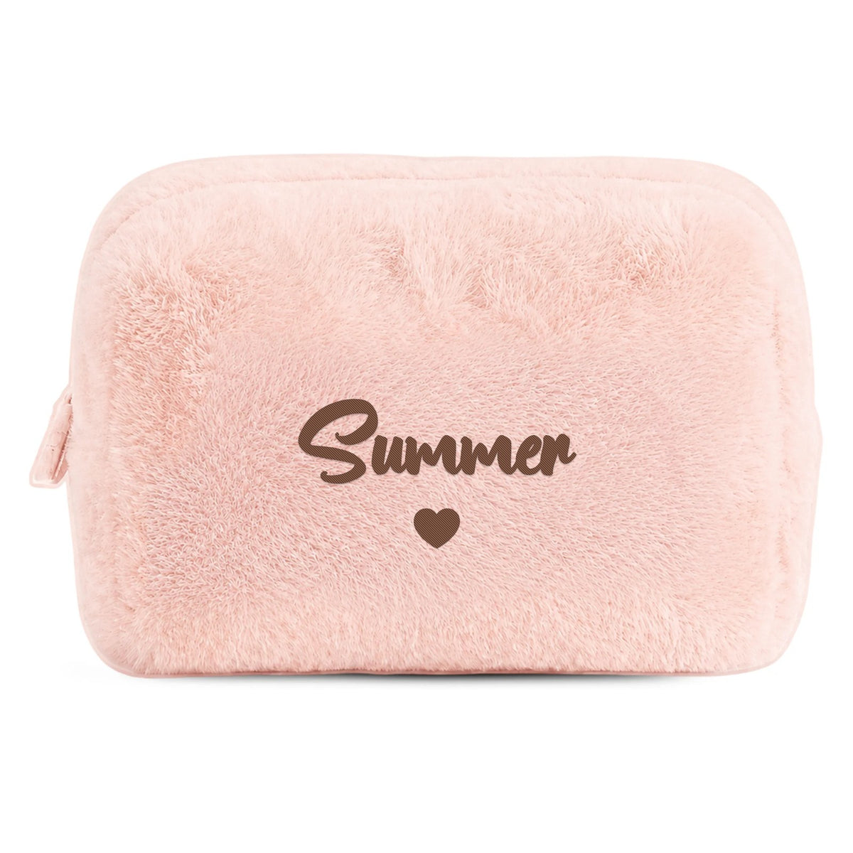 Furry Pouch không nơ hồng đậm thêu tên Summer + tim (ảnh minh hoạ) - Dear eM