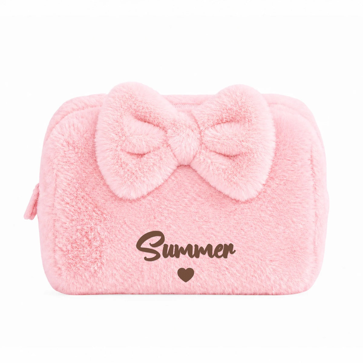 Furry Pouch có nơ hồng nhạt thêu tên Summer + tim (ảnh minh hoạ) - Dear eM