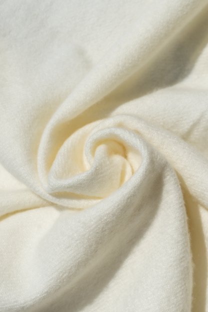 Khăn choàng tua rua Fringe Scarf màu trắng – chất vải dệt giả cashmere mềm mịn - Dear eM